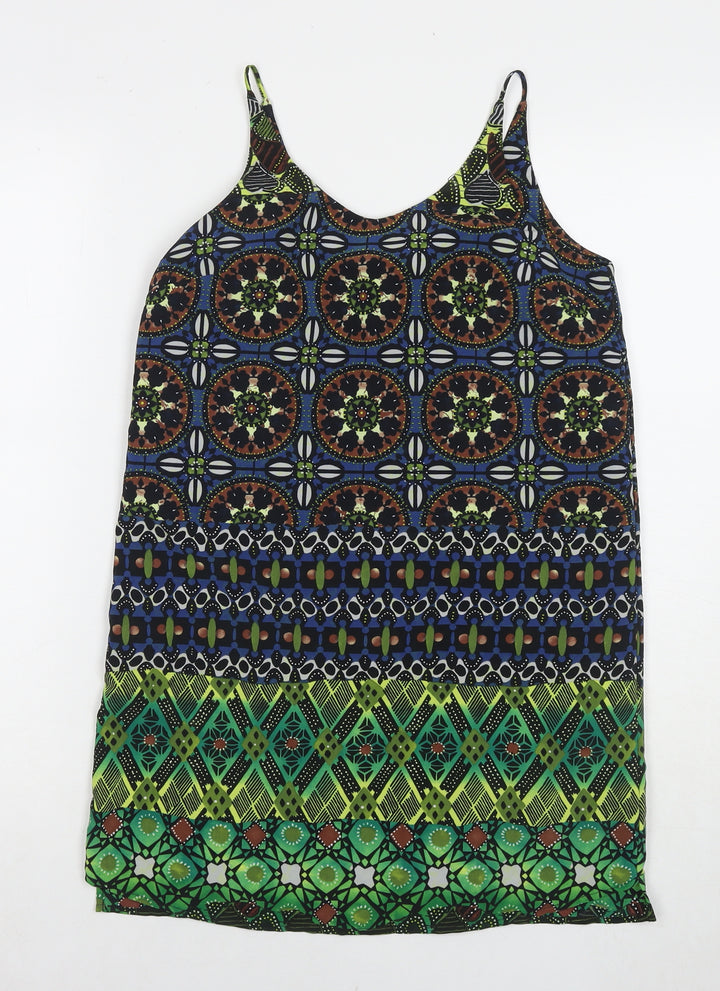 Topshop Womens Multicoloured Geometric Polyester Tunic Tank Size 4 Round Neck