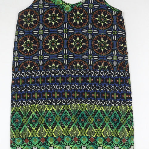 Topshop Womens Multicoloured Geometric Polyester Tunic Tank Size 4 Round Neck