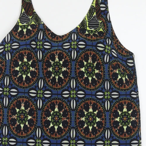 Topshop Womens Multicoloured Geometric Polyester Tunic Tank Size 4 Round Neck