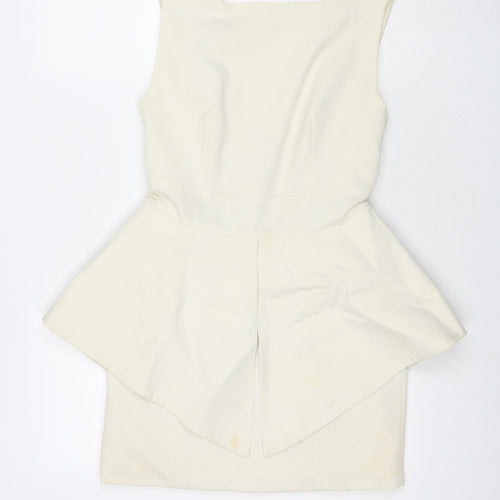 Aqua Womens White Polyester A-Line Size 10 Square Neck Zip