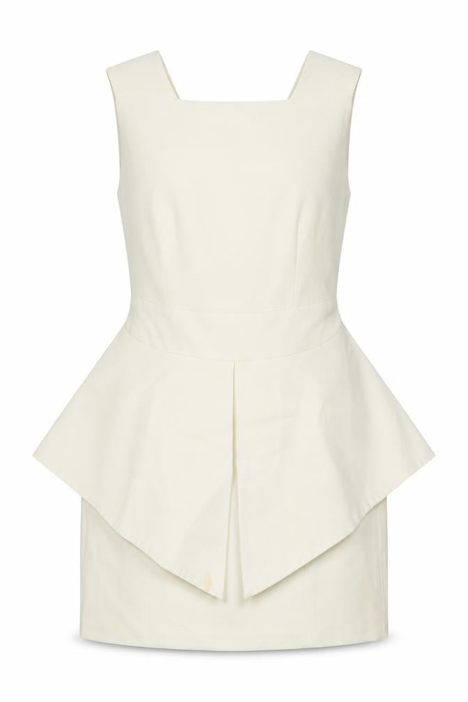 Front view of Aqua women’s white polyester a-line, size UK 10, square neck zip