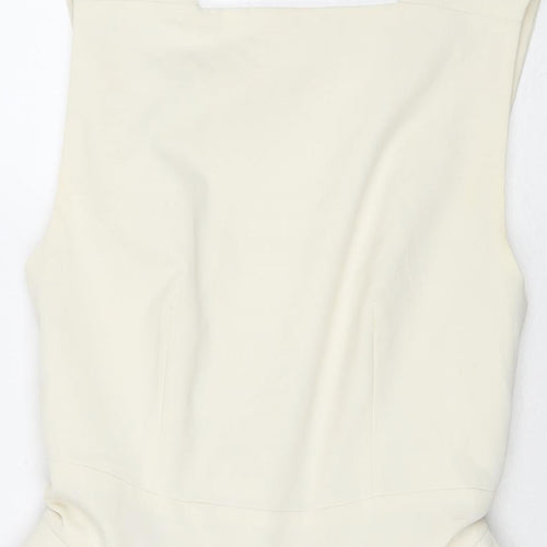 Aqua Womens White Polyester A-Line Size 10 Square Neck Zip