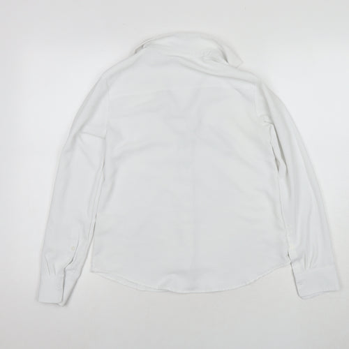 H&M Womens White Polyester Basic Button-Up Size 6 Collared