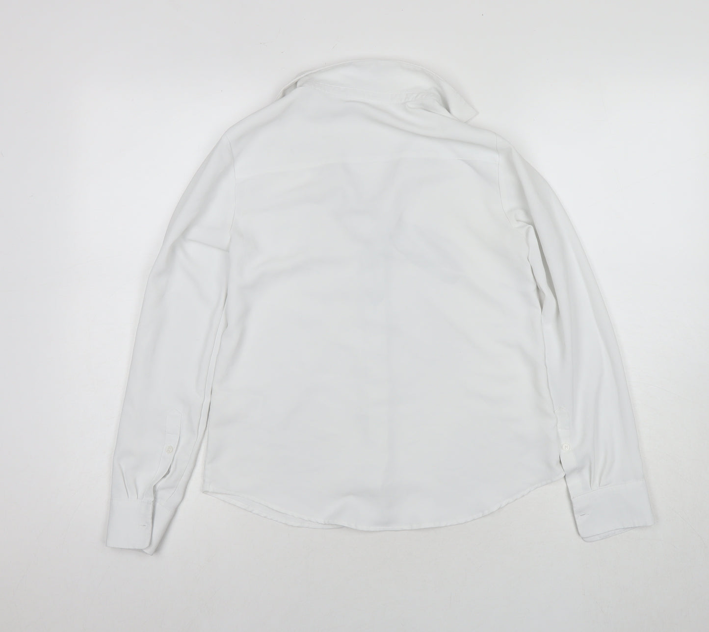 H&M Womens White Polyester Basic Button-Up Size 6 Collared
