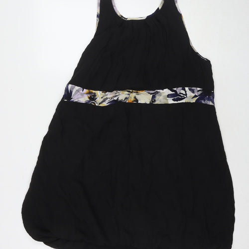Tsega Womens Black Polyester Tank Dress Size S Round Neck Pullover - Flowers