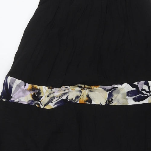 Tsega Womens Black Polyester Tank Dress Size S Round Neck Pullover - Flowers
