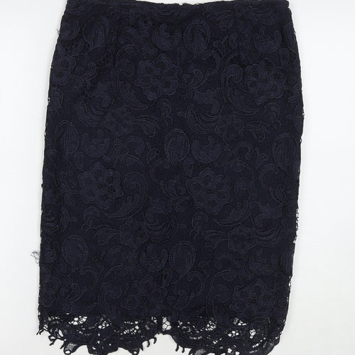 La Redoute Womens Blue Floral Polyester A-Line Skirt Size 12 Zip