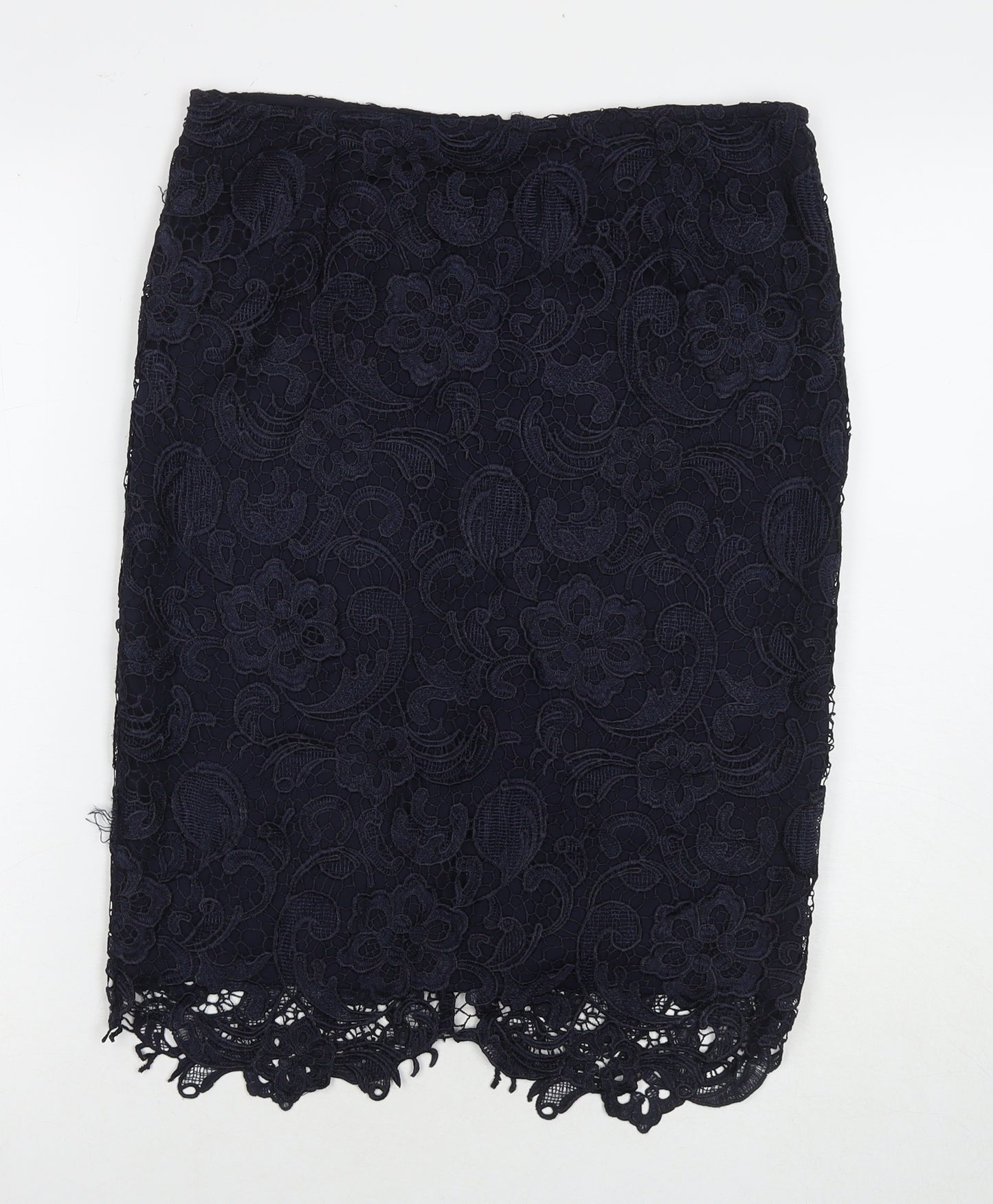 La Redoute Womens Blue Floral Polyester A-Line Skirt Size 12 Zip
