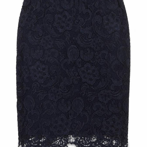 La Redoute Womens Blue Floral Polyester A-Line Skirt Size 12 Zip
