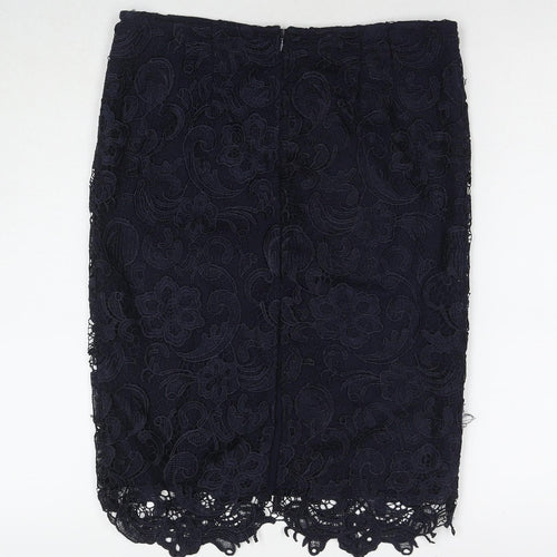 La Redoute Womens Blue Floral Polyester A-Line Skirt Size 12 Zip