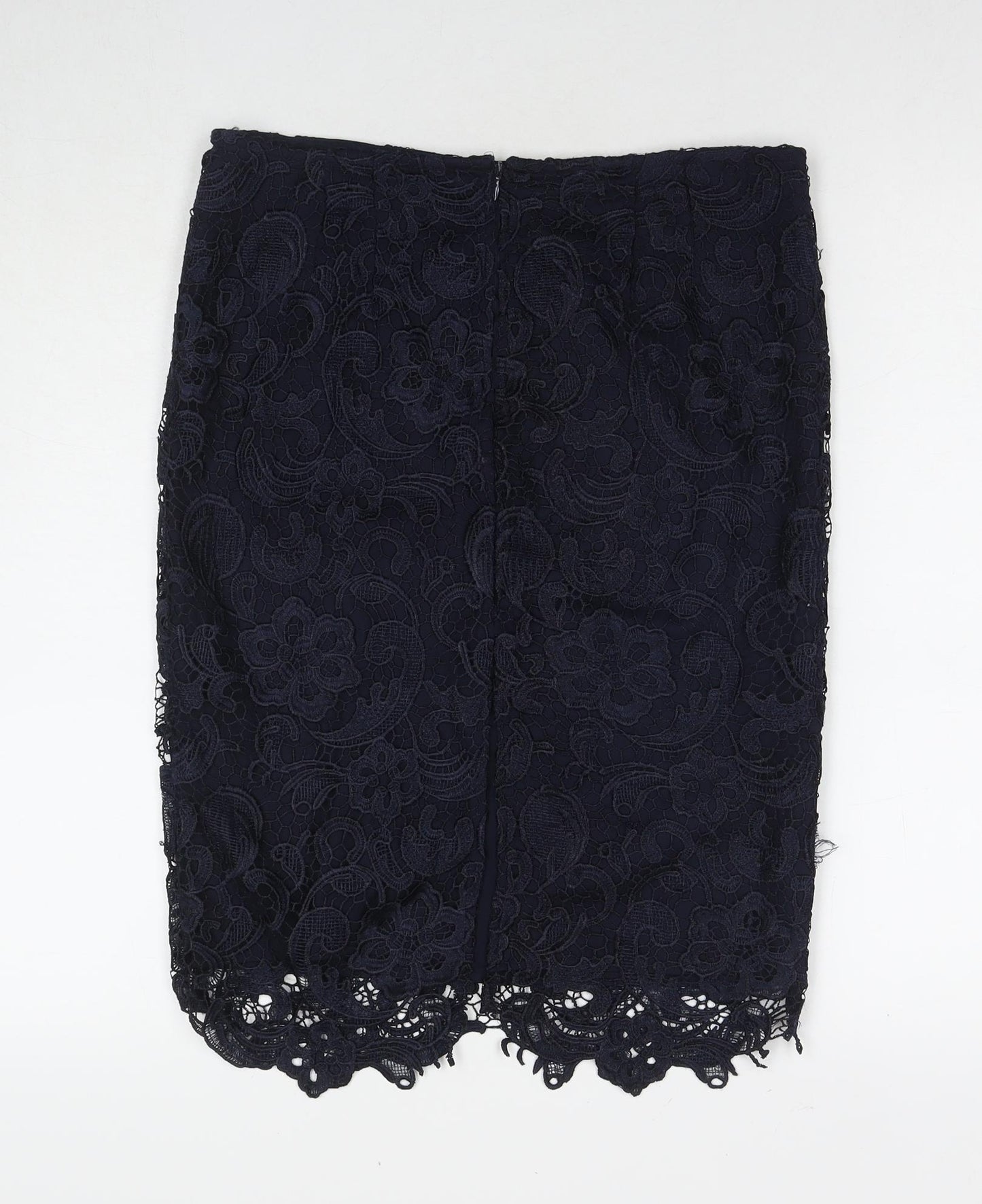La Redoute Womens Blue Floral Polyester A-Line Skirt Size 12 Zip