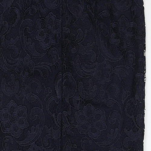 La Redoute Womens Blue Floral Polyester A-Line Skirt Size 12 Zip
