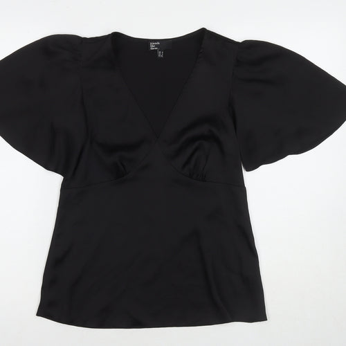 Friends Like These Womens Black Polyester Basic T-Shirt Size 8 V-Neck