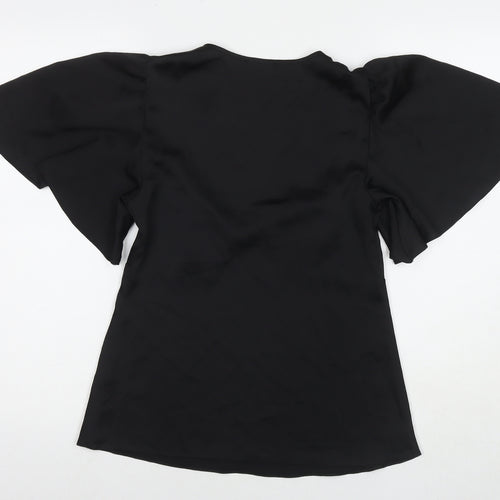 Friends Like These Womens Black Polyester Basic T-Shirt Size 8 V-Neck