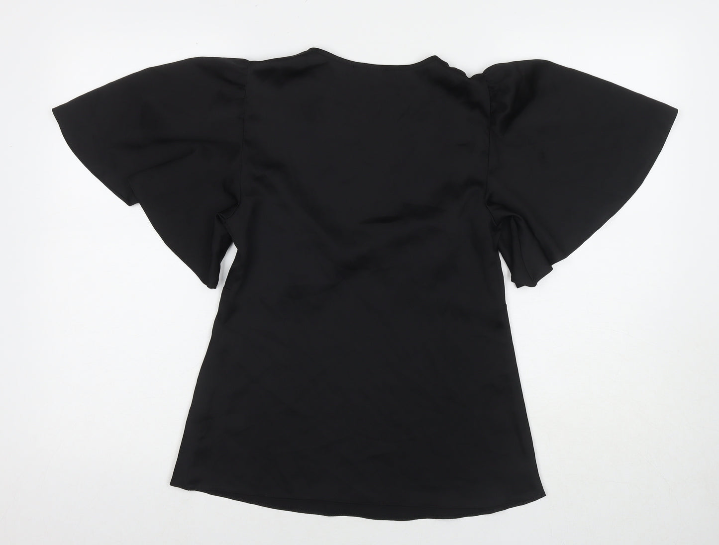 Friends Like These Womens Black Polyester Basic T-Shirt Size 8 V-Neck