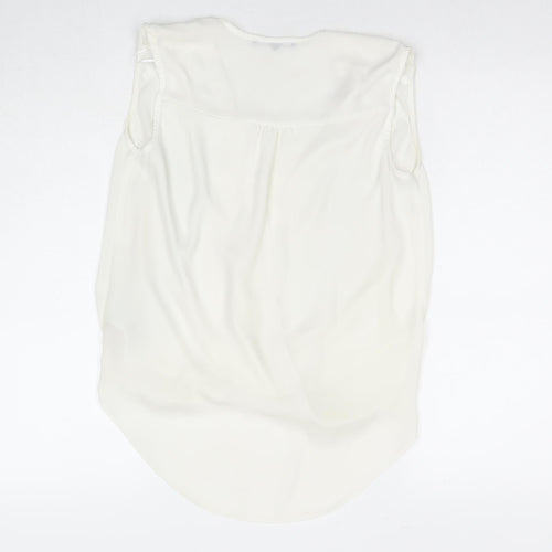 Lost Society Womens White Polyester Basic Blouse Size 8 V-Neck
