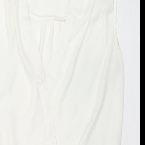 Lost Society Womens White Polyester Basic Blouse Size 8 V-Neck