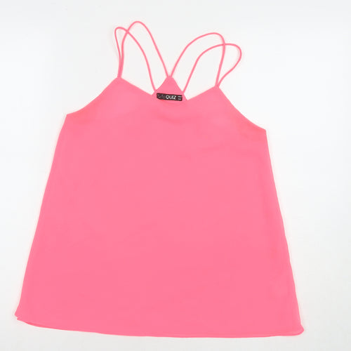 Quiz Womens Pink Polyester Basic Tank Size 8 Round Neck