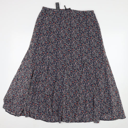 Marks and Spencer Womens Blue Floral Polyester Maxi Skirt Size 14 Zip