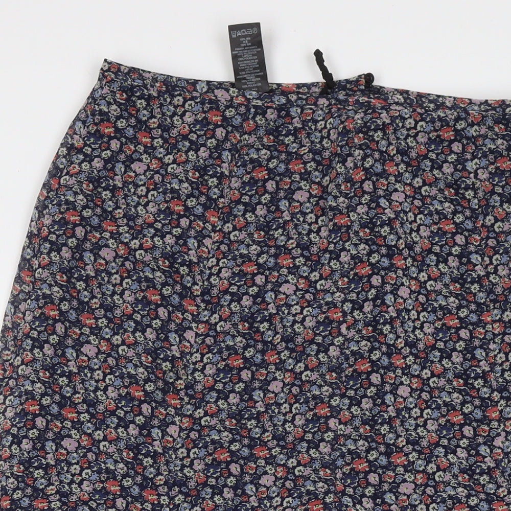 Marks and Spencer Womens Blue Floral Polyester Maxi Skirt Size 14 Zip