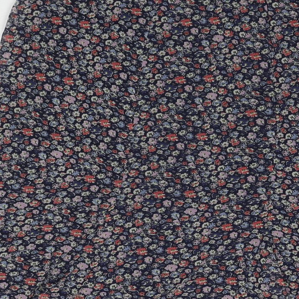 Marks and Spencer Womens Blue Floral Polyester Maxi Skirt Size 14 Zip