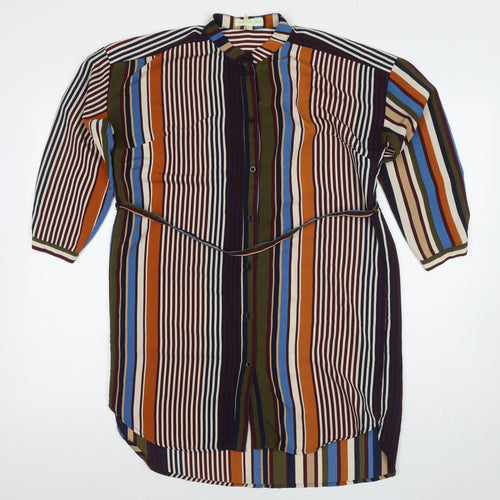 Love & Other Things Womens Multicoloured Striped Polyester Shirt Dress Size XS Collared Button