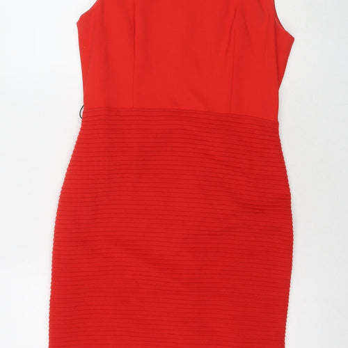 Betty Jackson Womens Red Polyester A-Line Size 10 Round Neck Pullover
