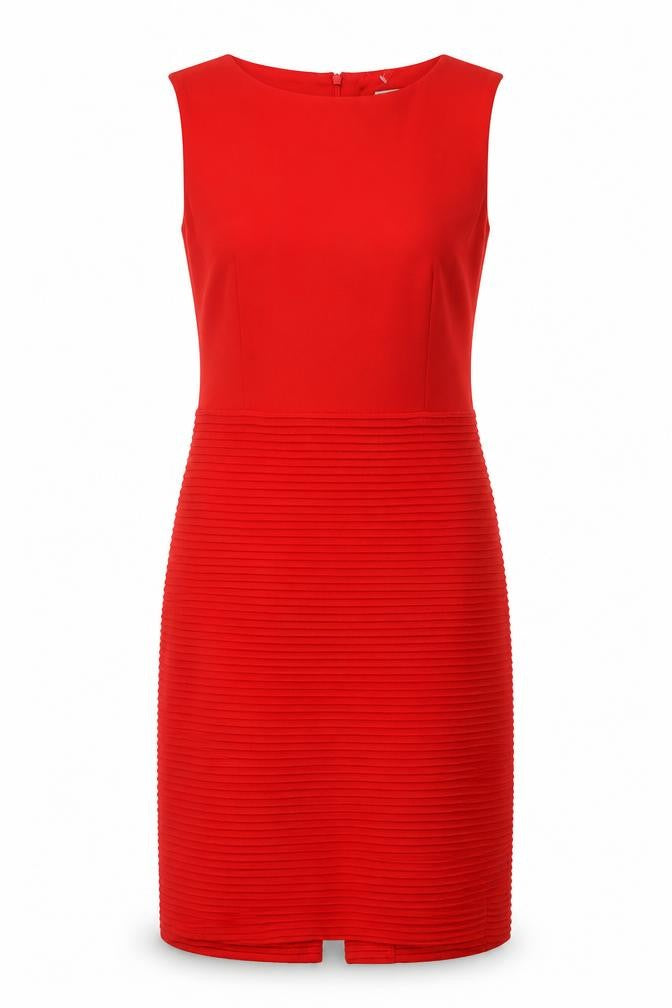 Front view of Betty Jackson women’s red polyester a-line, size UK 10, round neck pullover