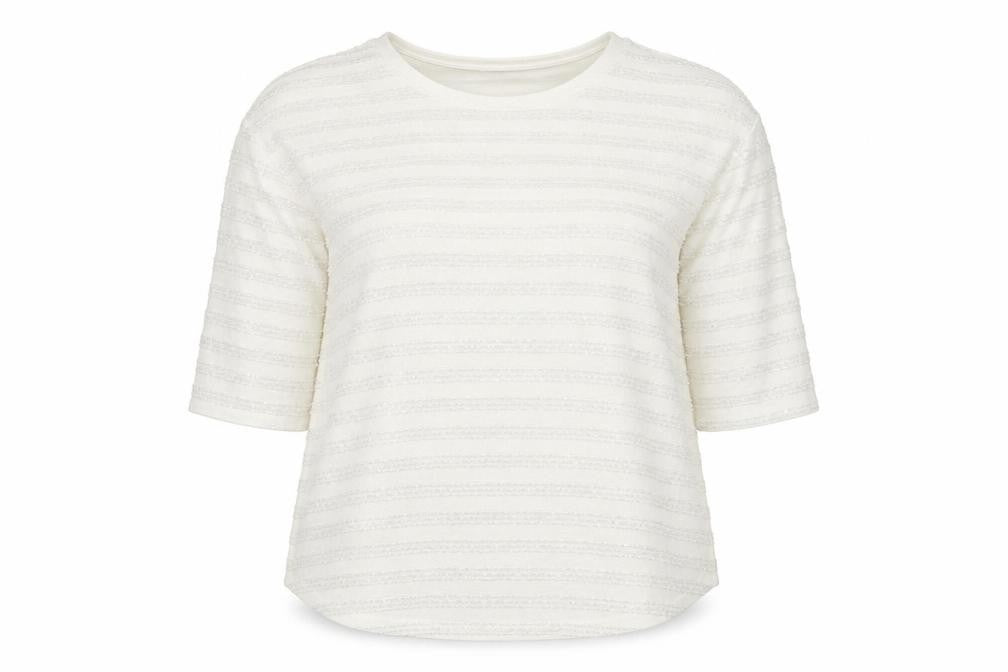 Front view of Next women’s white polyester tunic blouse, size UK 14, round neck - cold shoulder