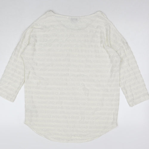 NEXT Womens White Polyester Tunic Blouse Size 14 Round Neck - Cold Shoulder
