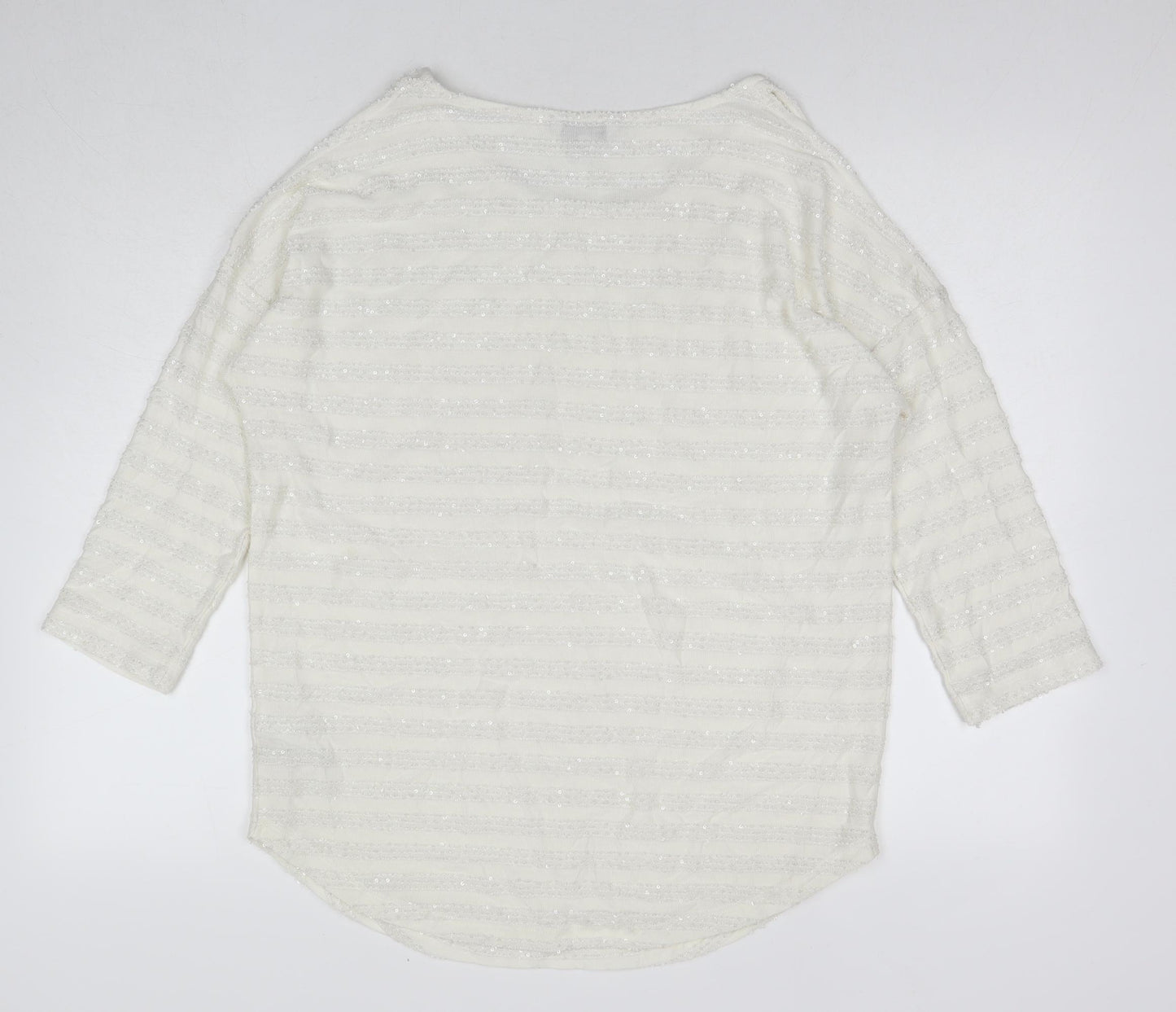 NEXT Womens White Polyester Tunic Blouse Size 14 Round Neck - Cold Shoulder