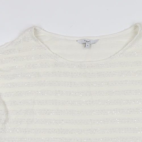 NEXT Womens White Polyester Tunic Blouse Size 14 Round Neck - Cold Shoulder