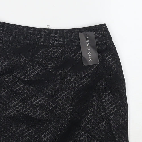 New Look Womens Black Geometric Polyester Mini Skirt Size 8 Zip