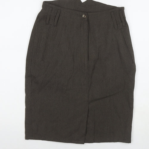 French Connection Womens Brown Polyester Straight & Pencil Skirt Size M Zip