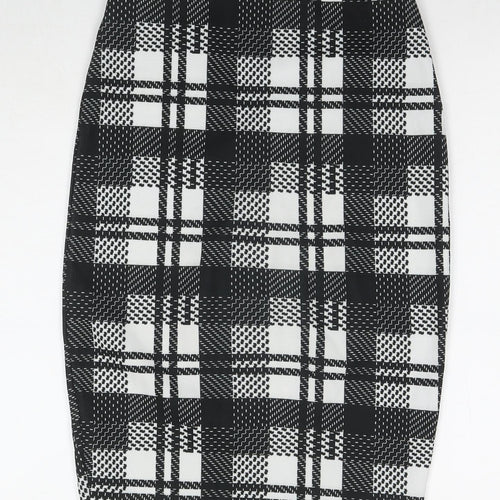 Boohoo Womens Black Check Polyester Straight & Pencil Skirt Size 12