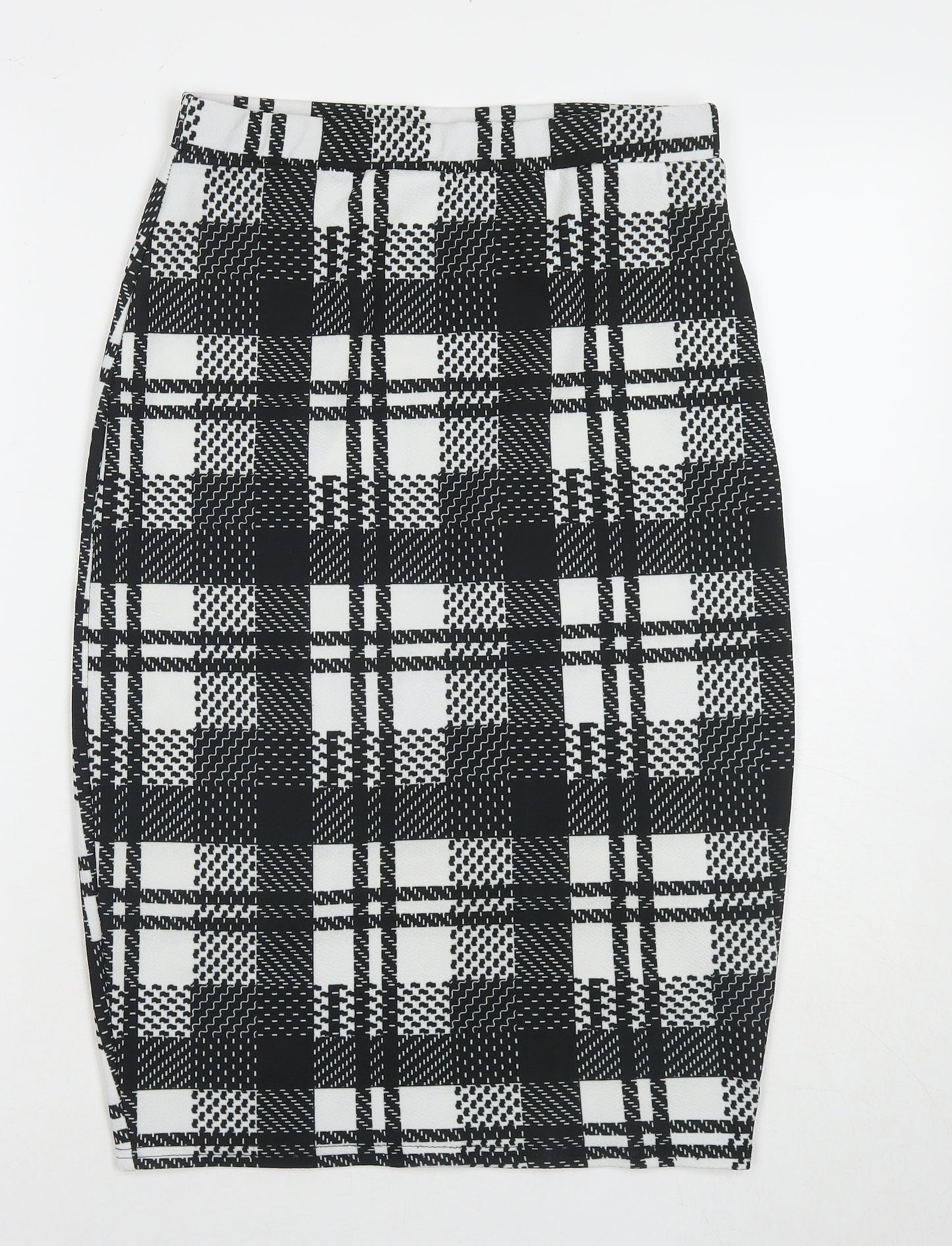 Boohoo Womens Black Check Polyester Straight & Pencil Skirt Size 12