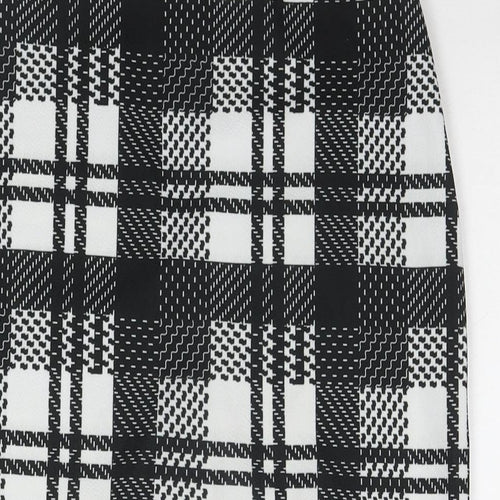 Boohoo Womens Black Check Polyester Straight & Pencil Skirt Size 12