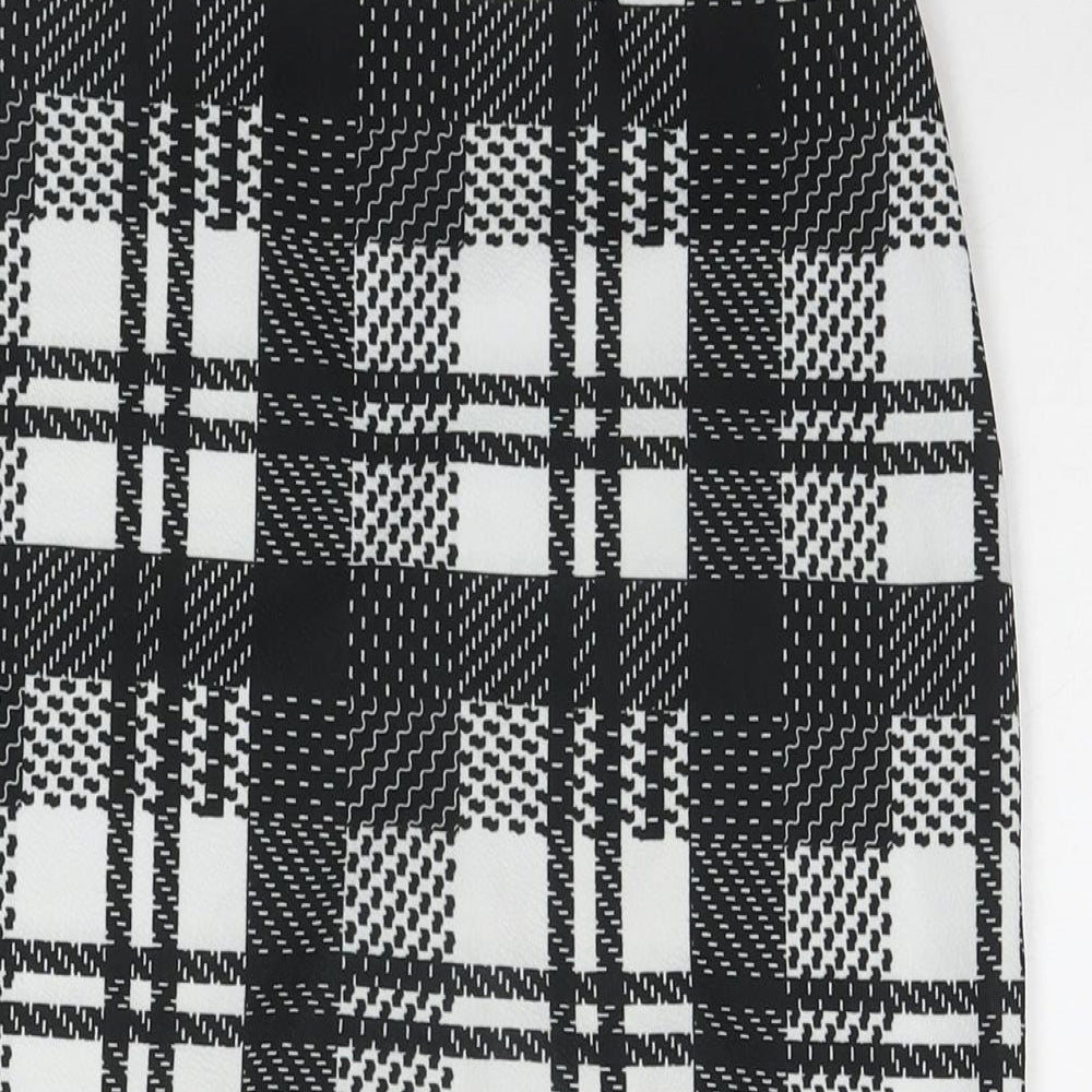 Boohoo Womens Black Check Polyester Straight & Pencil Skirt Size 12