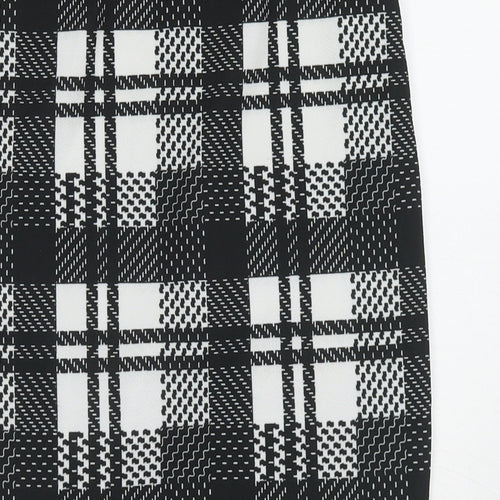 Boohoo Womens Black Check Polyester Straight & Pencil Skirt Size 12