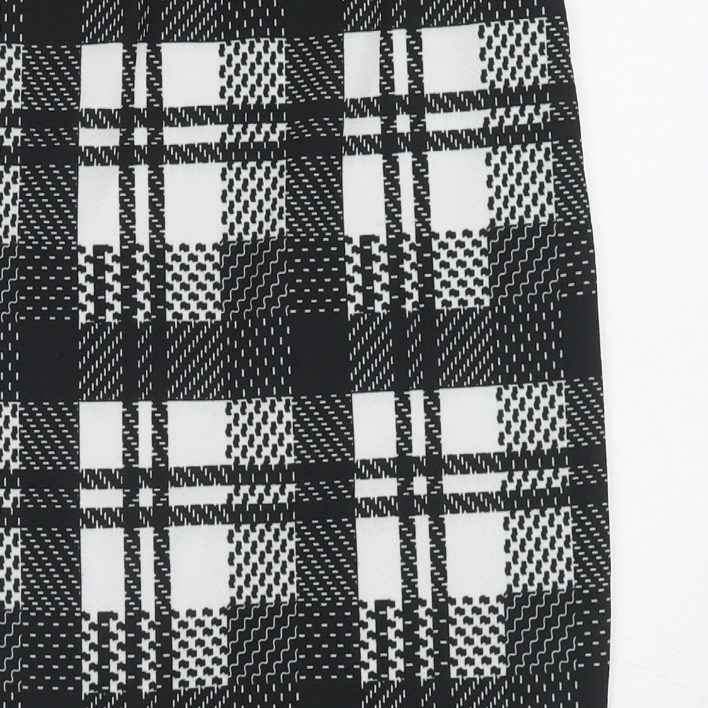 Boohoo Womens Black Check Polyester Straight & Pencil Skirt Size 12