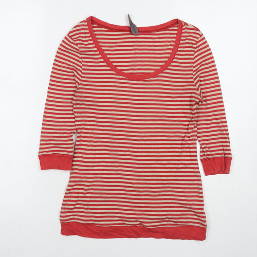 NEXT Womens Red Striped Cotton Basic T-Shirt Size 8 Round Neck