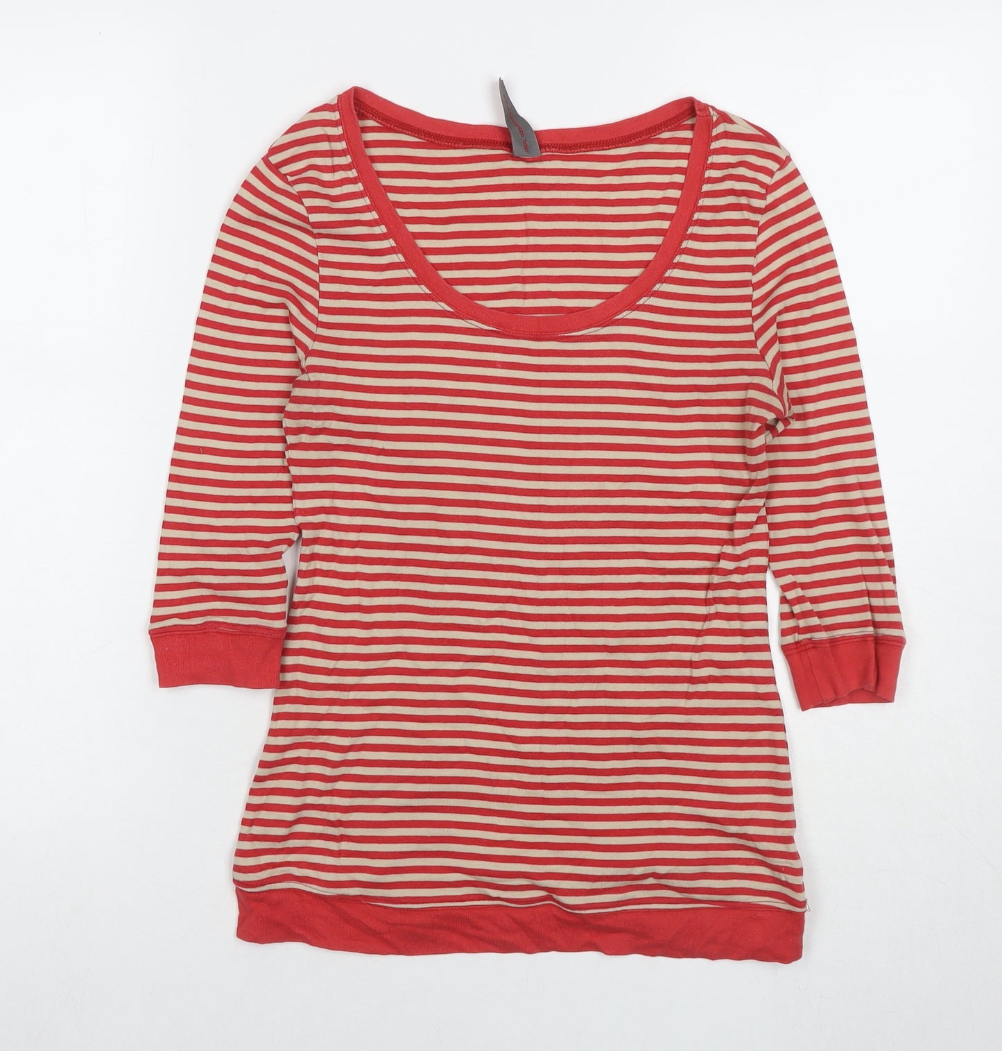 NEXT Womens Red Striped Cotton Basic T-Shirt Size 8 Round Neck