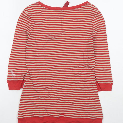 NEXT Womens Red Striped Cotton Basic T-Shirt Size 8 Round Neck