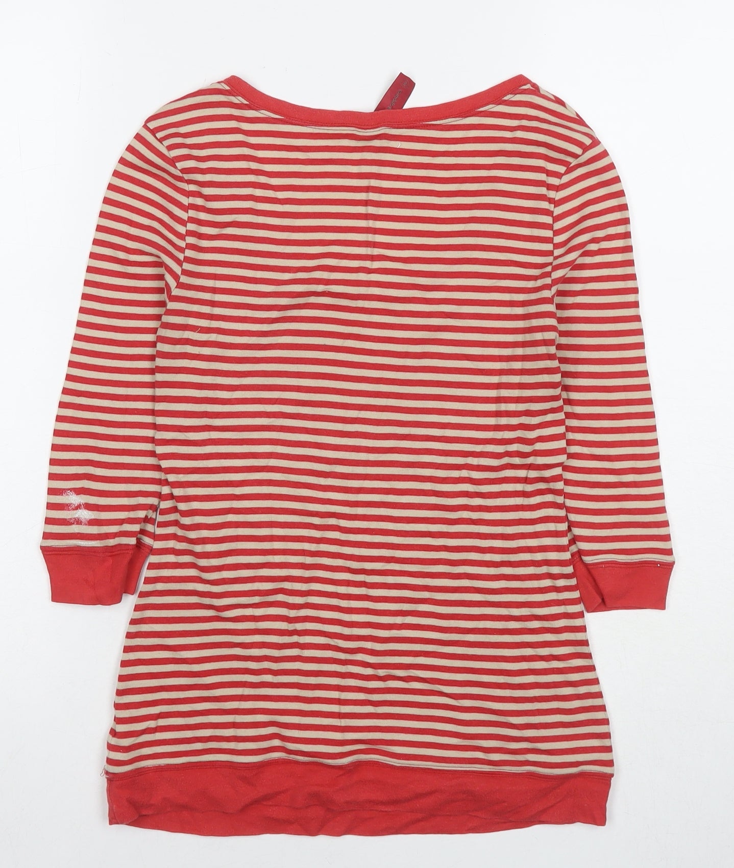 NEXT Womens Red Striped Cotton Basic T-Shirt Size 8 Round Neck