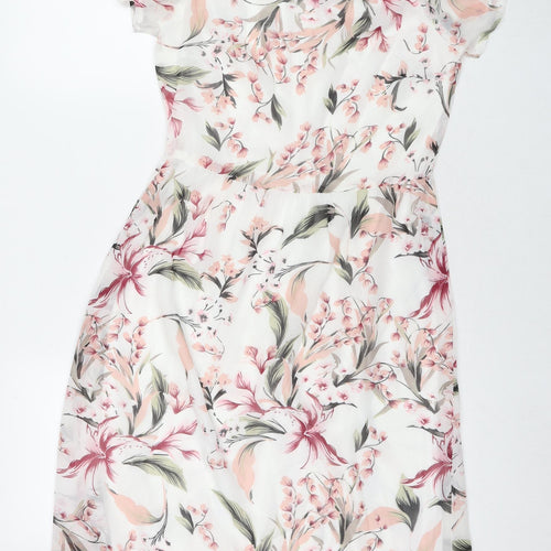 Tenki Womens Multicoloured Floral Polyester A-Line Size 10 Round Neck Zip - Cold Shoulder