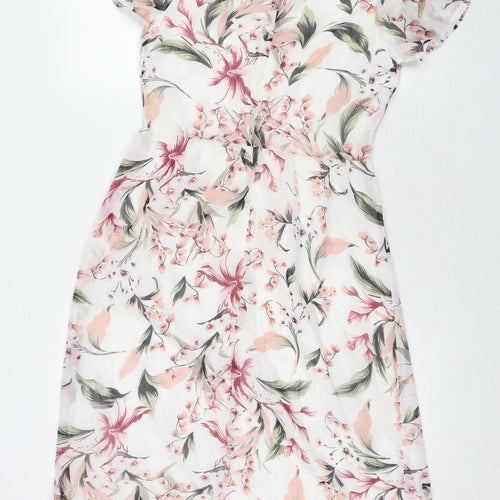 Tenki Womens Multicoloured Floral Polyester A-Line Size 10 Round Neck Zip - Cold Shoulder