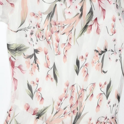 Tenki Womens Multicoloured Floral Polyester A-Line Size 10 Round Neck Zip - Cold Shoulder