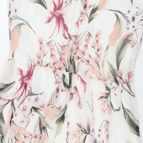 Tenki Womens Multicoloured Floral Polyester A-Line Size 10 Round Neck Zip - Cold Shoulder