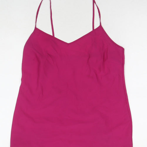 Marks and Spencer Womens Pink Polyester Basic Tank Size 12 Round Neck