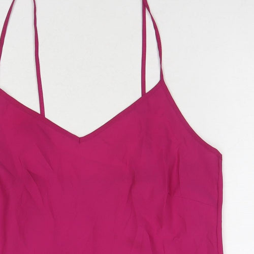 Marks and Spencer Womens Pink Polyester Basic Tank Size 12 Round Neck